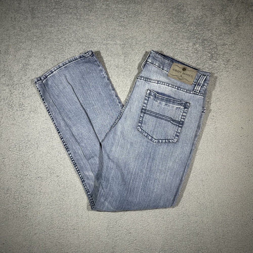Cody James Mens Straight Leg Stretch Jeans 34W x 32L Blue Wash Denim #2995